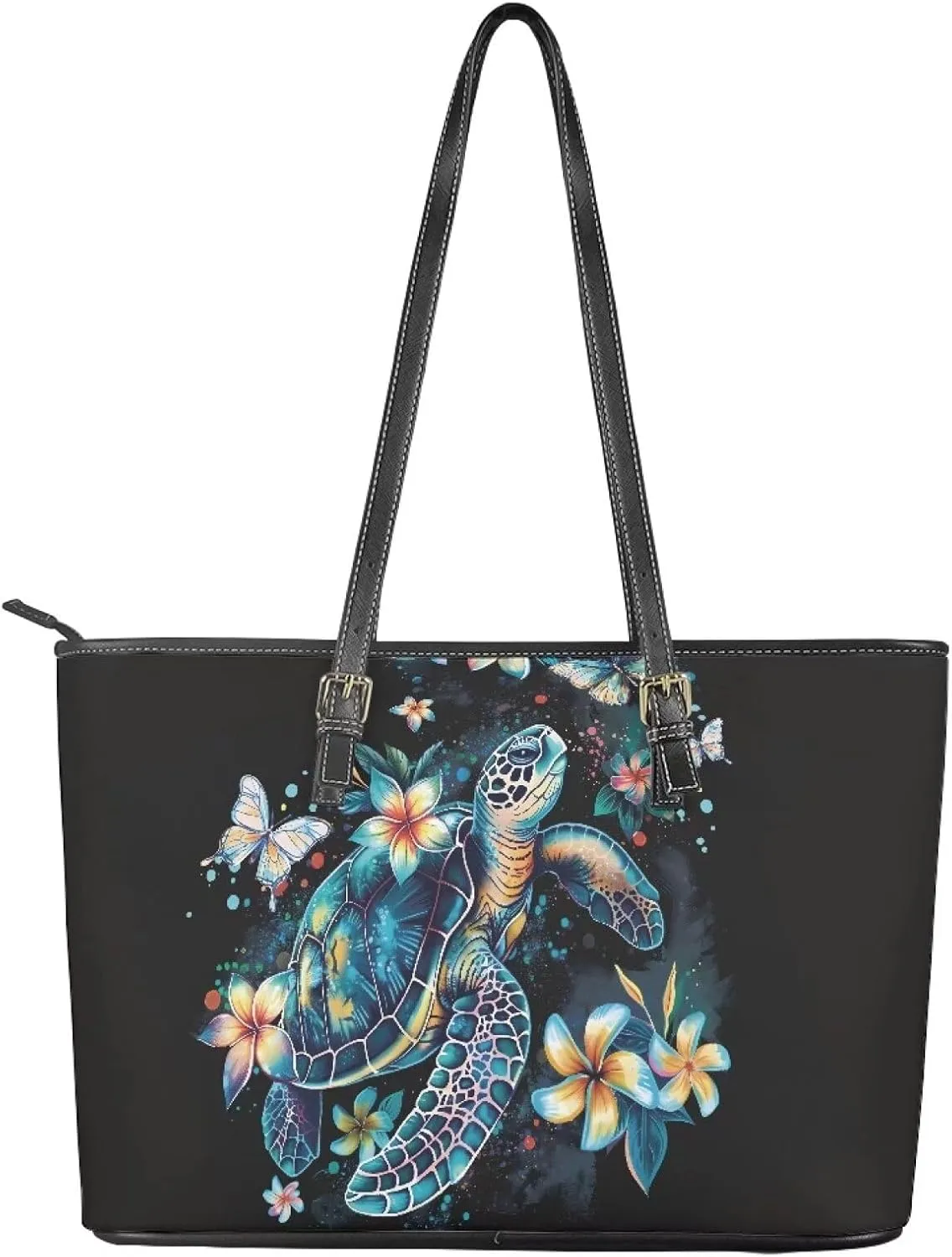 GIFTPUZZ Leather Tote Handbag for Women Ladies Zipper Shoulder Bag with Portable Adjustable Handle High-Capacity