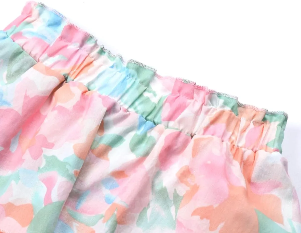 Girls and Toddlers Skirts Floral & Plaid Mini Skirt with Built-in Shorts