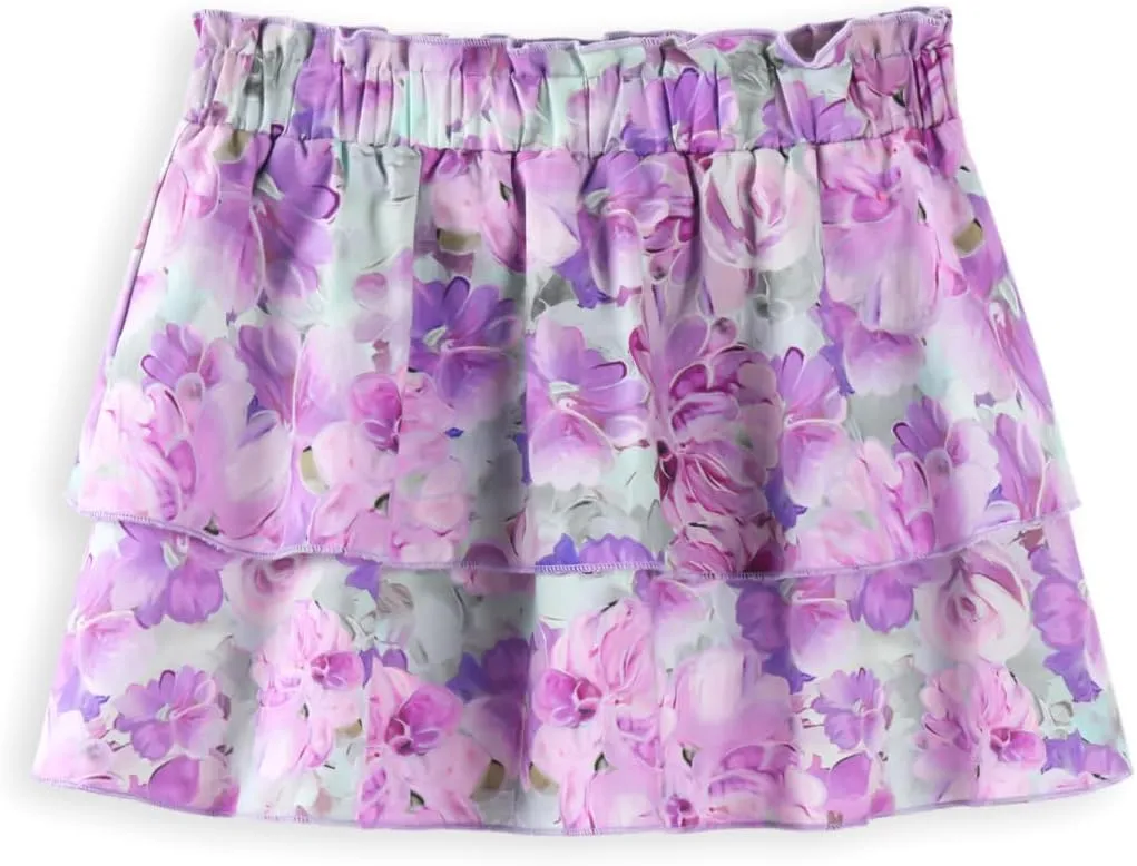 Girls and Toddlers Skirts Floral & Plaid Mini Skirt with Built-in Shorts