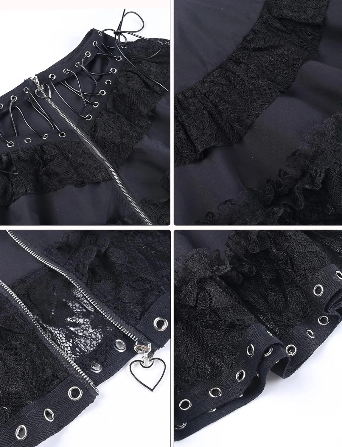 Goth Plaid Skirts for Women High Waist A-line Mini Pleated Skirt Harajuku Gothic Skirt Victorian Steampunk Skirt