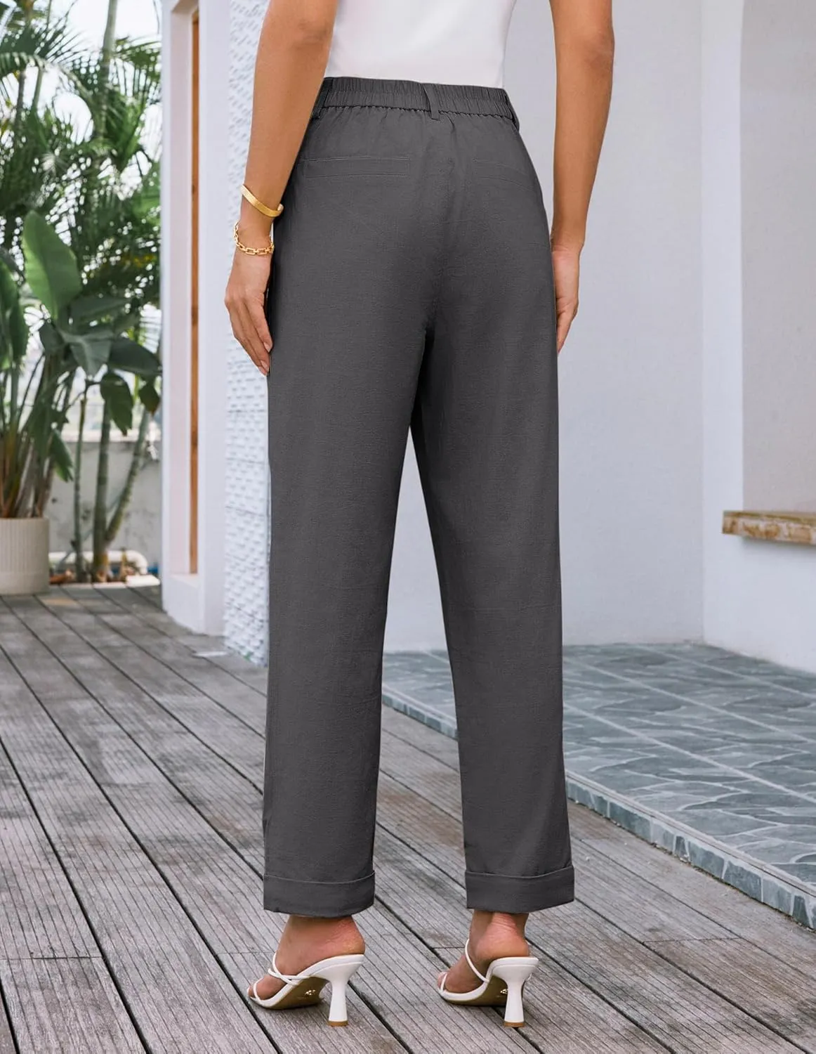 GRACE KARIN Women High Waisted Business Casual Pants Dressy Cuffed Work Office Trouser Slacks with Pockets