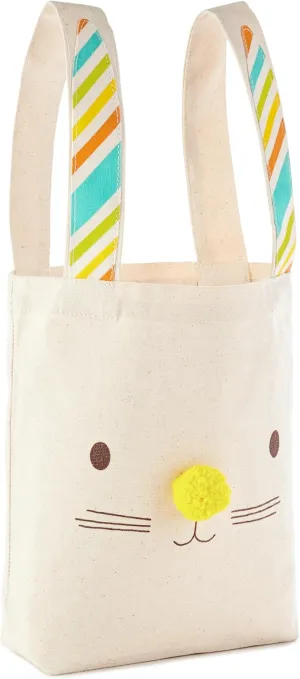 Hallmark 8"x10" Easter Canvas Tote Bag (Bunny Ears) for Easter Baskets, Egg Hunts, Spring Birthdays and More
