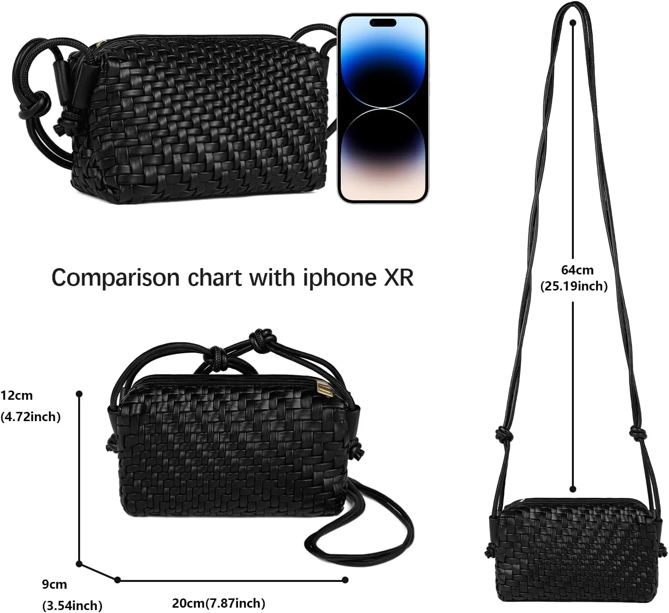 Handwoven Crossbody Bag for Women, Shoulder Purse with Adjustable Strap Lightweight Summer Festival Bag Gift