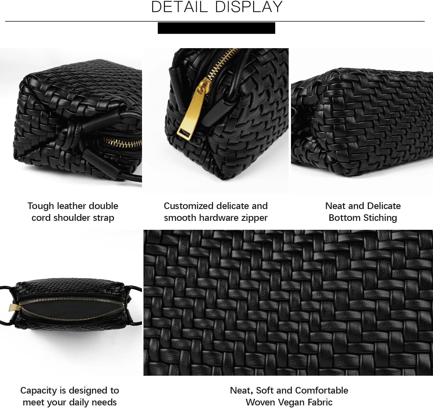 Handwoven Crossbody Bag for Women, Shoulder Purse with Adjustable Strap Lightweight Summer Festival Bag Gift