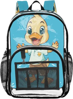 Happy Duck Blue Kids' Backpacks, Clear Plastic Bag, Transparent Bag, Transparent Backpack