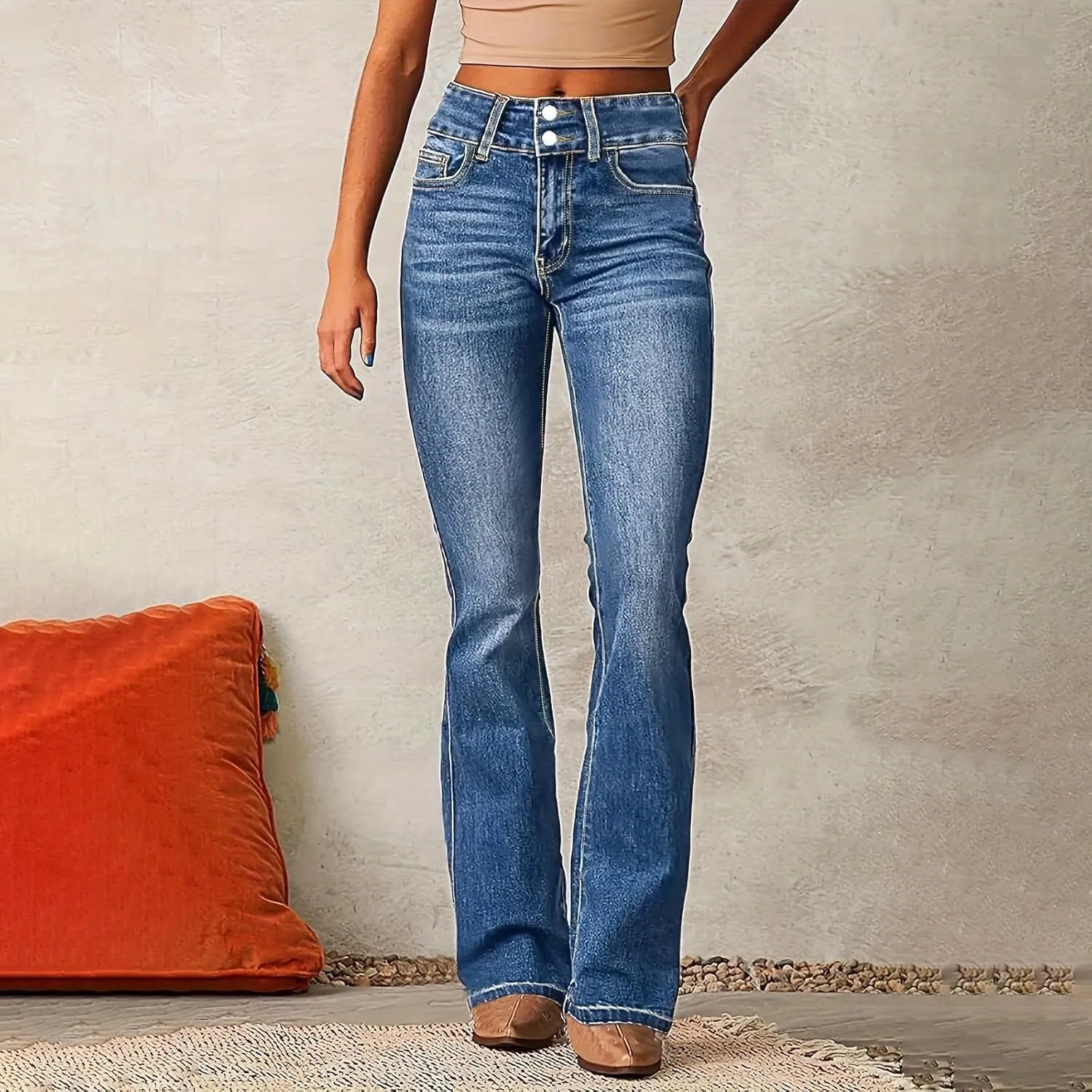 High-Waisted Wide-Leg Jeans for Women Stylish Loose Fit Classic Design Casual Denim Pants Street Washed Denim Trouser
