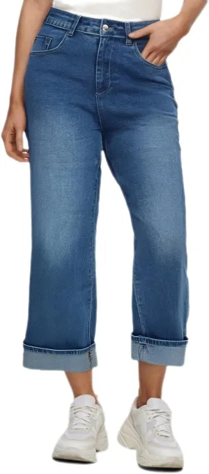 High-Waisted Wide-Leg Jeans for Women Stylish Loose Fit Classic Design Casual Denim Pants Street Washed Denim Trouser