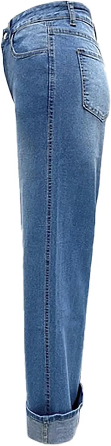 High-Waisted Wide-Leg Jeans for Women Stylish Loose Fit Classic Design Casual Denim Pants Street Washed Denim Trouser