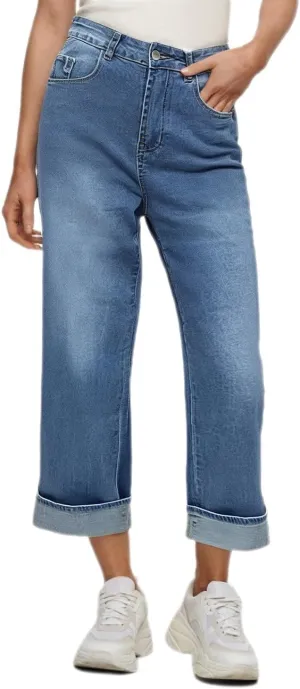 High-Waisted Wide-Leg Jeans for Women Stylish Loose Fit Classic Design Casual Denim Pants Street Washed Denim Trouser