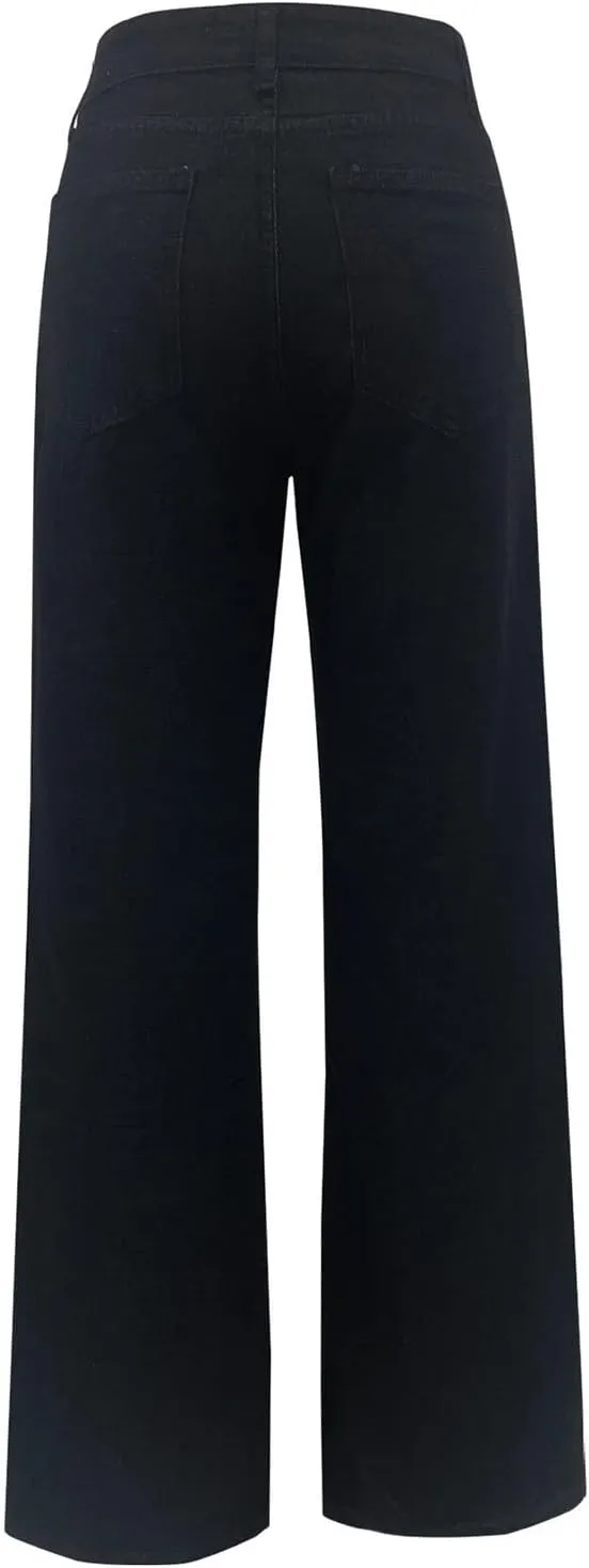 High-Waisted Wide-Leg Jeans for Women Stylish Loose Fit Classic Design Casual Denim Pants Street Washed Denim Trouser