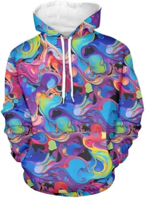 Irisjudy Island Flowers Leaves Women's Casual Hoodies Plus Size XS-6XL, Fractal Art Hooded Tops Girls Fall Spring Sweatshirt