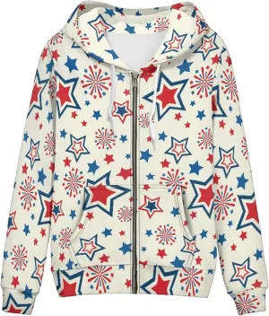 Irisjudy Women Oversized Hoodies Retro Boho Xmas Flower Hooded Jacket Island Totem Long-Sleeve Fall Outwear Sweatshirt Zip-up