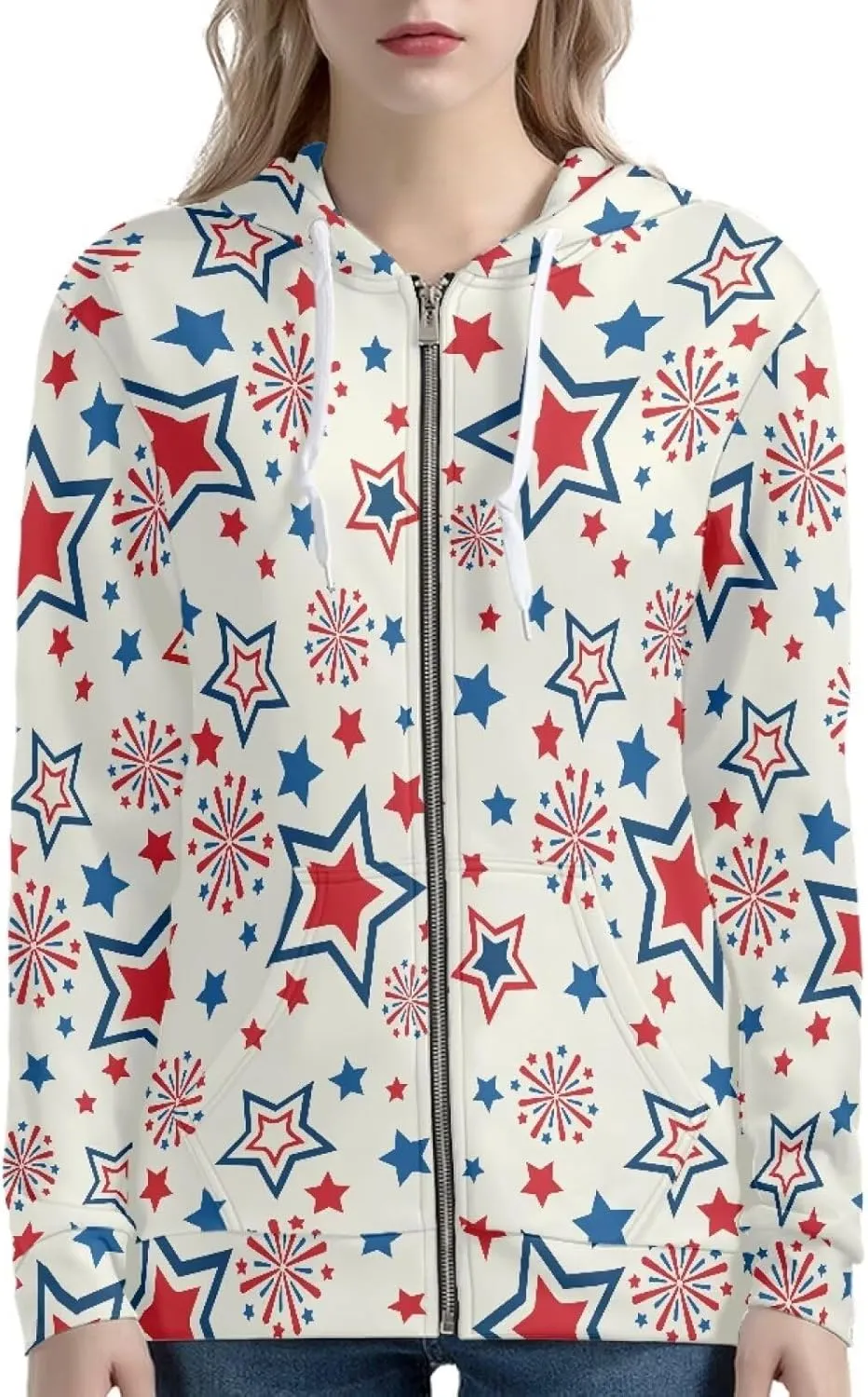 Irisjudy Women Oversized Hoodies Retro Boho Xmas Flower Hooded Jacket Island Totem Long-Sleeve Fall Outwear Sweatshirt Zip-up