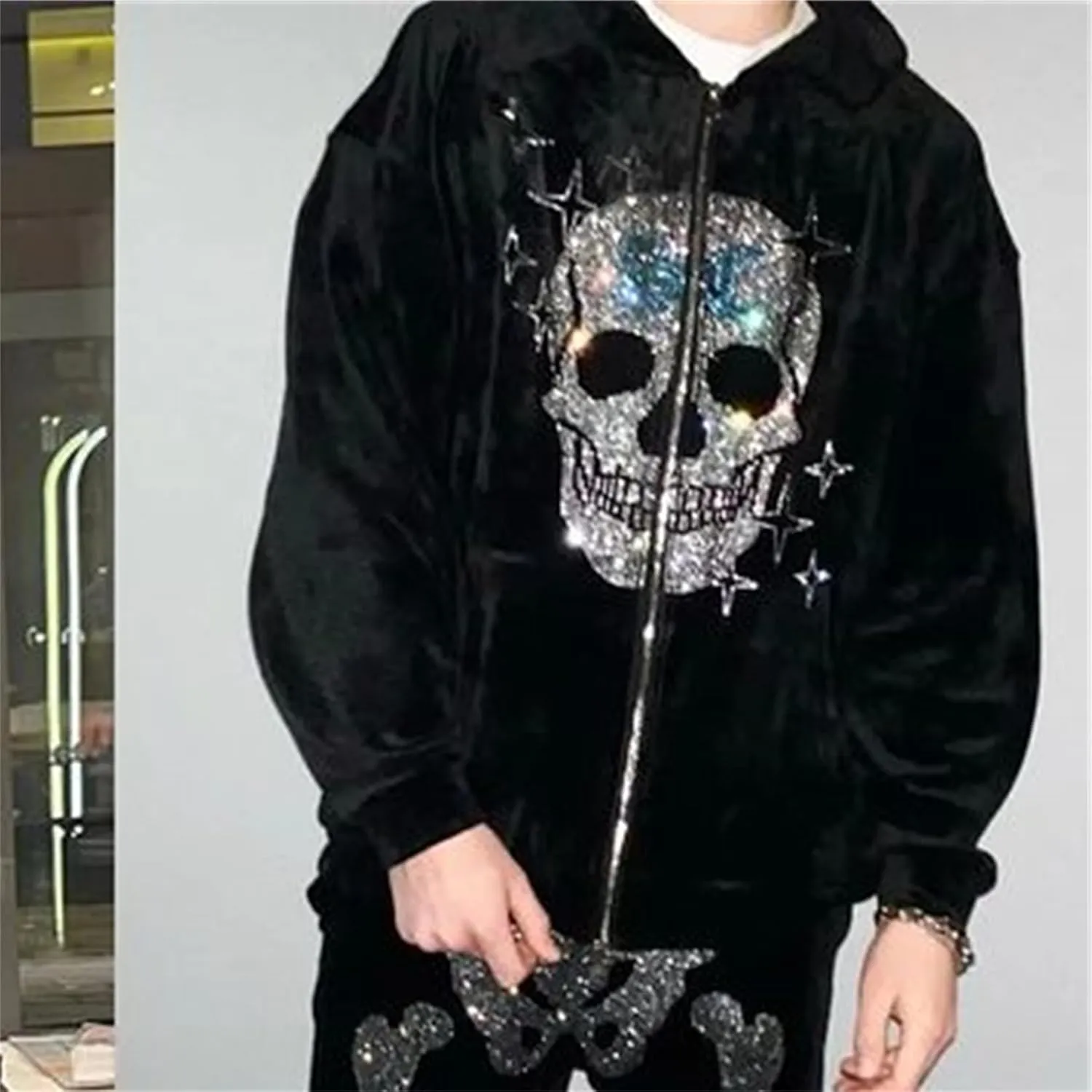 iTranyee Women Y2k Grunge Zipper Hoodies Halloween Goth Oversized Hooded Sweatshirt Punk Vintage Jacket Outwear