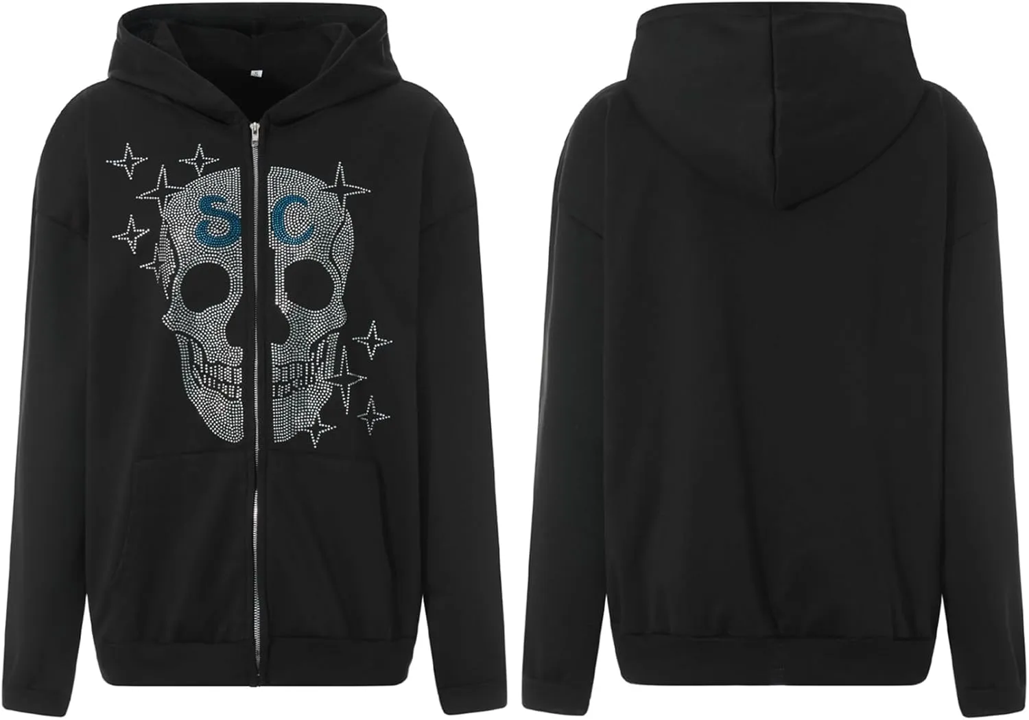 iTranyee Women Y2k Grunge Zipper Hoodies Halloween Goth Oversized Hooded Sweatshirt Punk Vintage Jacket Outwear