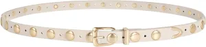 JASGOOD Women Studded Belt Skinny Leather Belt Ladies Thin Waist Belt Fashion Leather Belt for Jeans Pants Dress