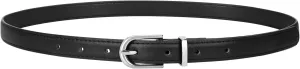 JASGOOD Womens Skinny Leather Belt Ladies Thin Faux Leather Belt with Gold/Silver Buckle for Jeans Dress Pants