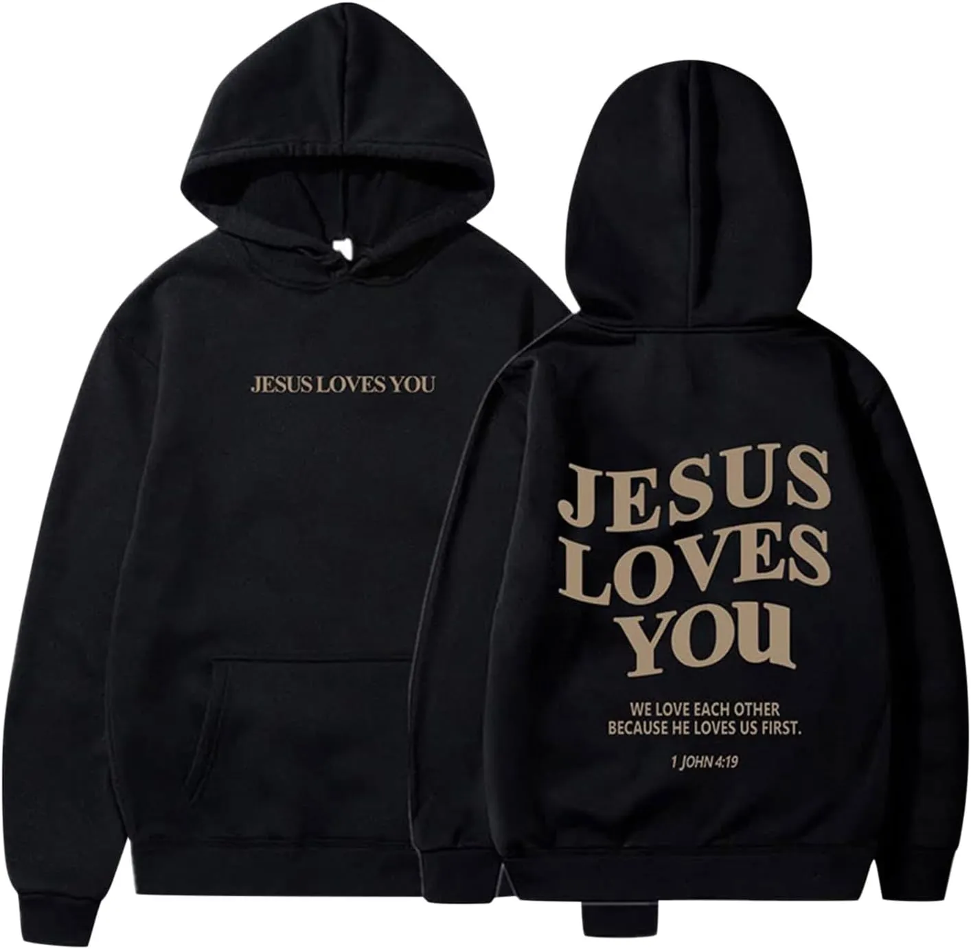 Jesus Loves You Hoodie Women Oversized Christian Hoodies Pullover Faith Jesus Sweatshirt Letter Graphic Hoodies Sweatshirts