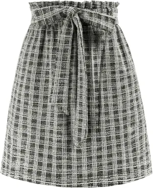 KANCY KOLE Women's Tweed Skirt Casual High Waist A Line Skirt Knee Length Skirt with Pockets Casual Plaid Mini Skirt
