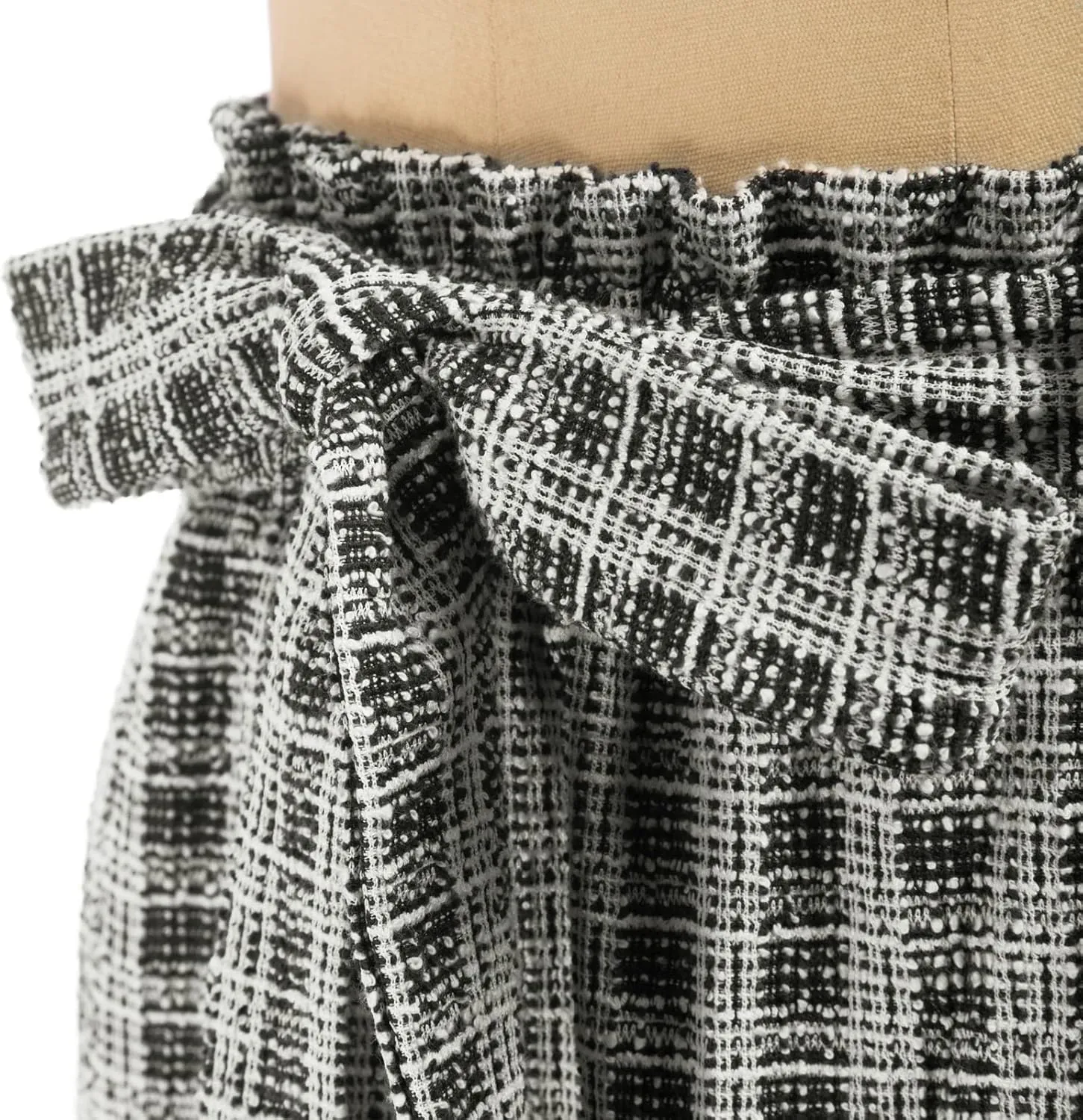 KANCY KOLE Women's Tweed Skirt Casual High Waist A Line Skirt Knee Length Skirt with Pockets Casual Plaid Mini Skirt