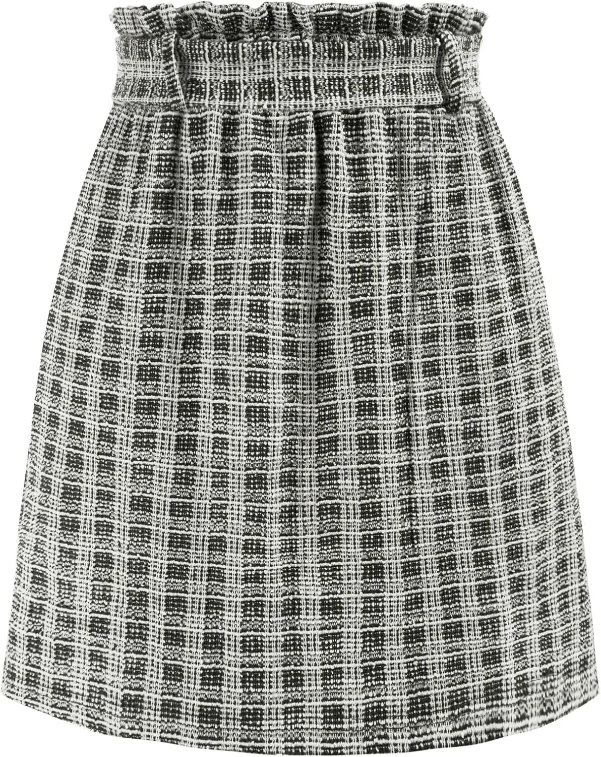 KANCY KOLE Women's Tweed Skirt Casual High Waist A Line Skirt Knee Length Skirt with Pockets Casual Plaid Mini Skirt