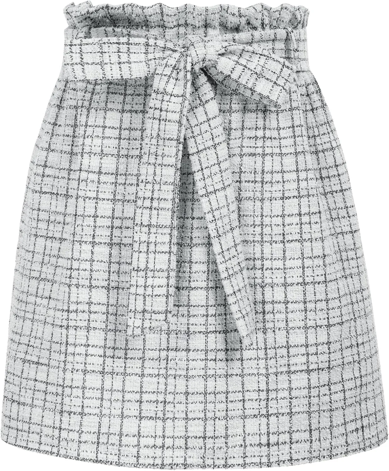 KANCY KOLE Women's Tweed Skirt Casual High Waist A Line Skirt Knee Length Skirt with Pockets Casual Plaid Mini Skirt
