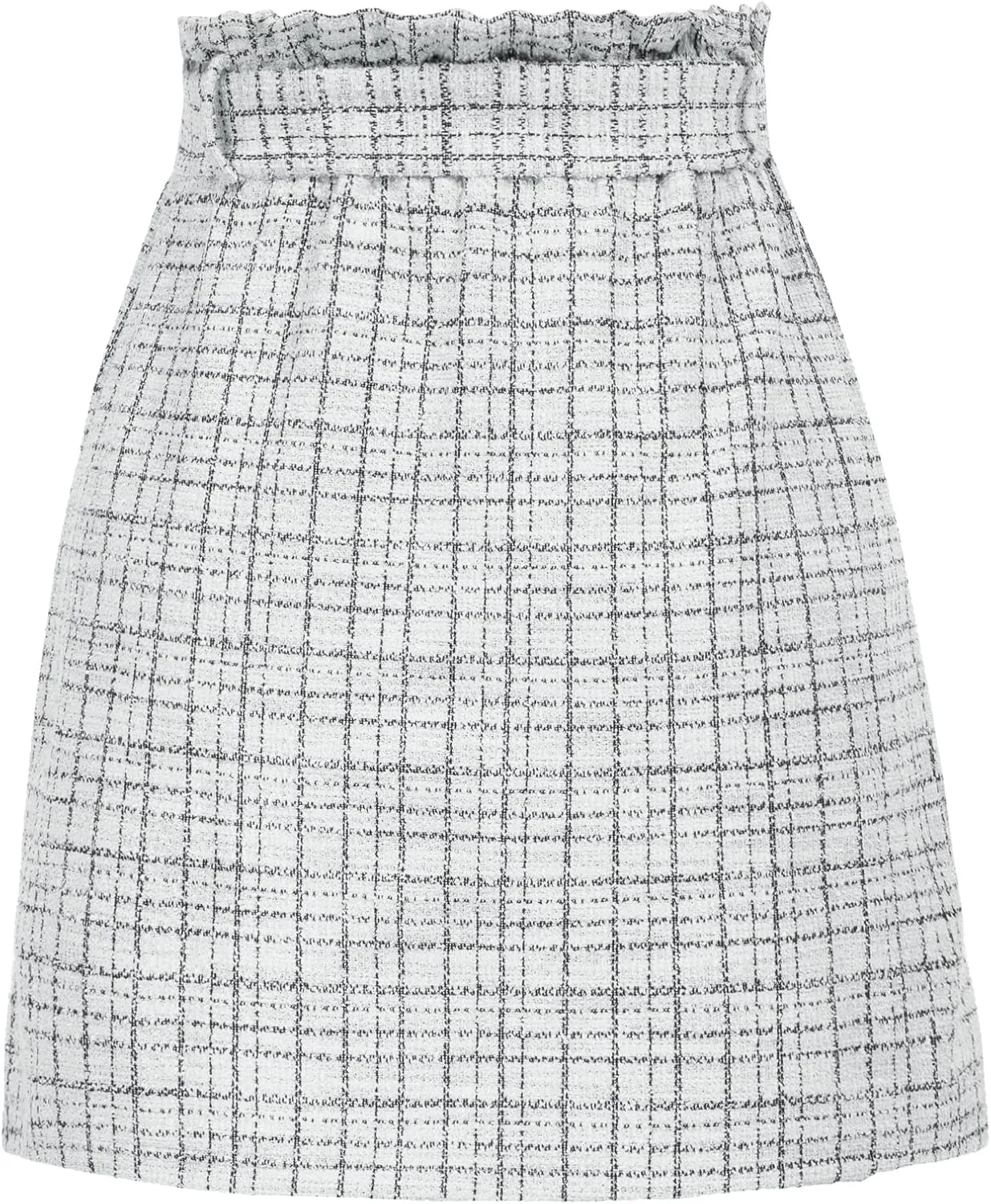 KANCY KOLE Women's Tweed Skirt Casual High Waist A Line Skirt Knee Length Skirt with Pockets Casual Plaid Mini Skirt