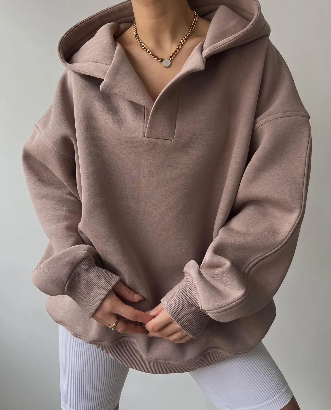Kelabia Women Oversized Hoodie Y2K Hoodies Fleece Pullover Sweatshirts Vintage Preppy Plain Hoodie Grunge Clothes