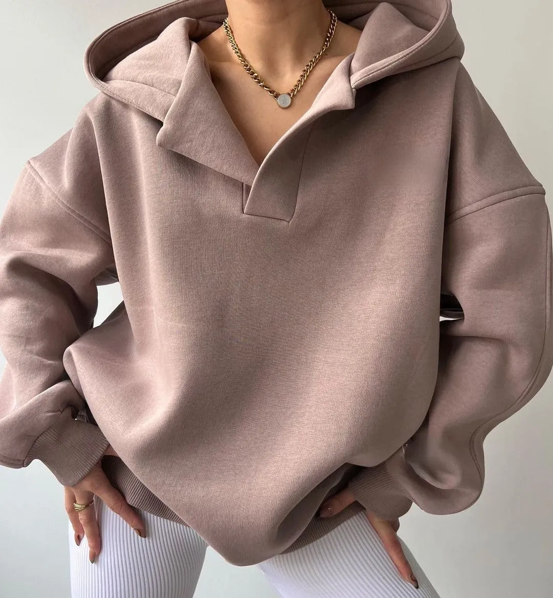 Kelabia Women Oversized Hoodie Y2K Hoodies Fleece Pullover Sweatshirts Vintage Preppy Plain Hoodie Grunge Clothes