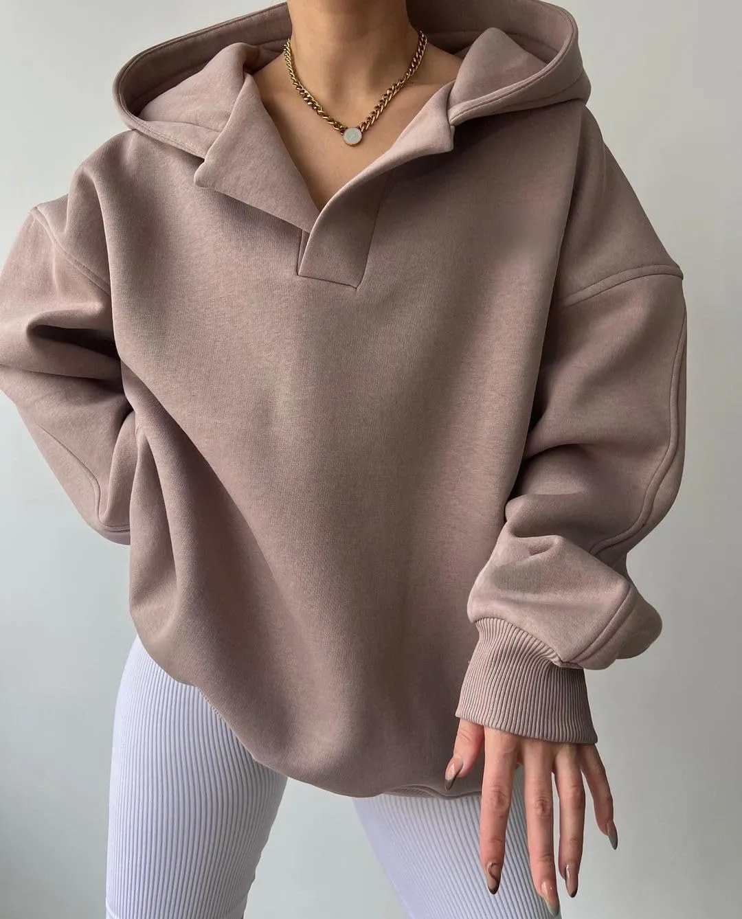Kelabia Women Oversized Hoodie Y2K Hoodies Fleece Pullover Sweatshirts Vintage Preppy Plain Hoodie Grunge Clothes