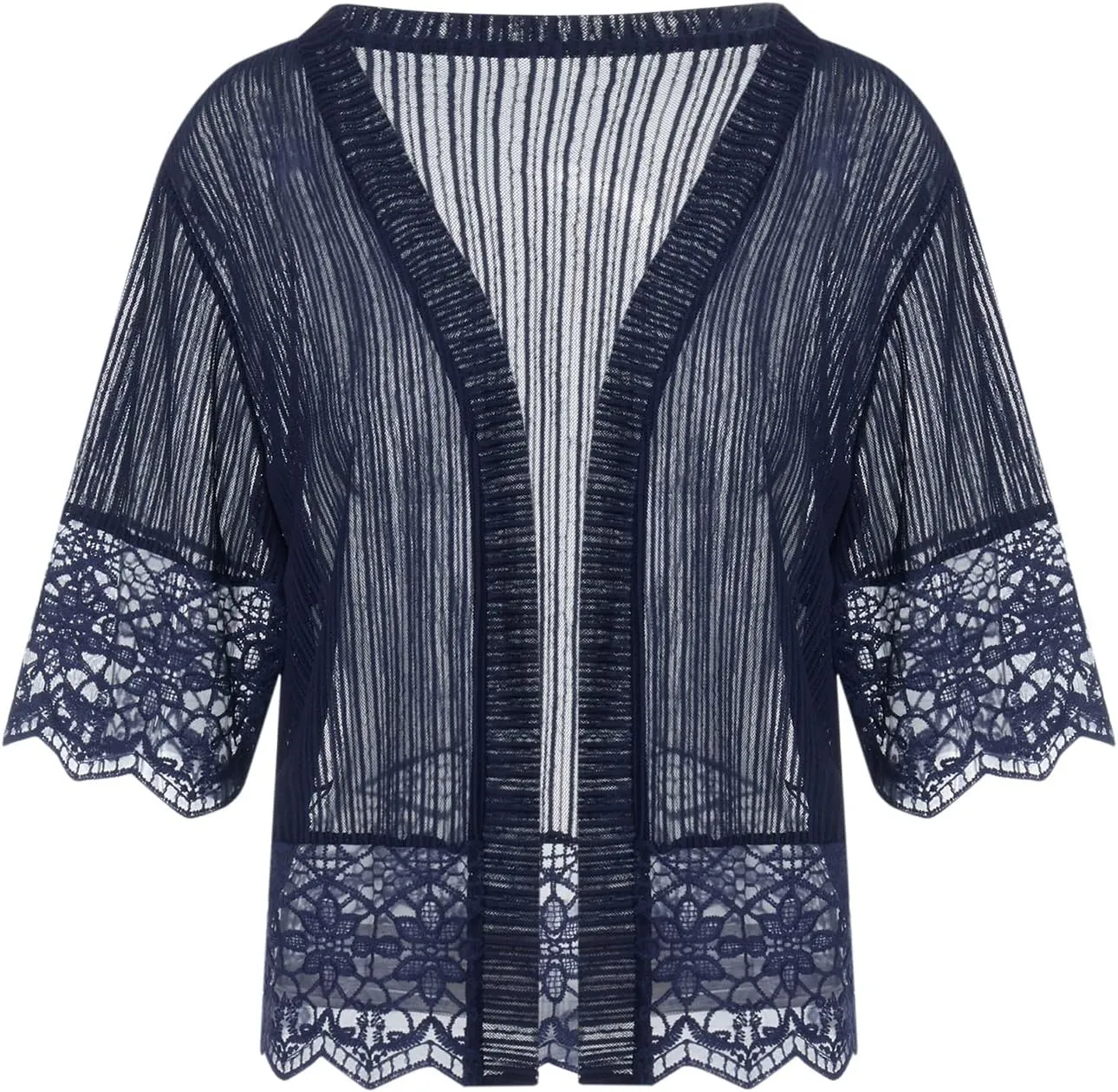 Lace Sheer Cardigan Short Sleeve Ruffle Open Front Tops for Women