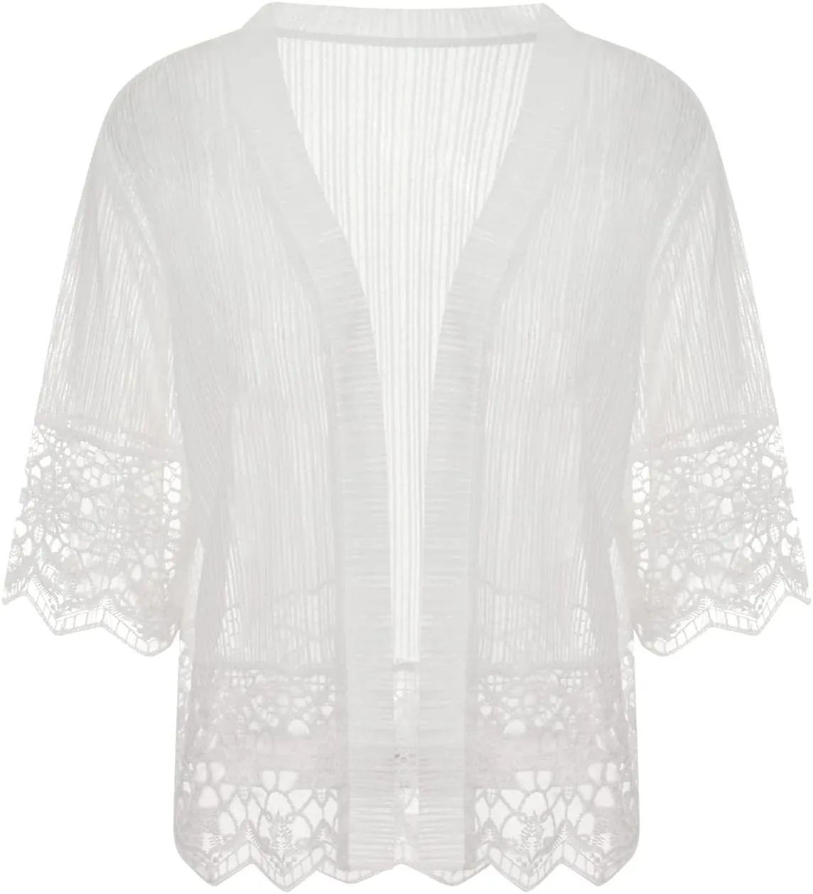 Lace Sheer Cardigan Short Sleeve Ruffle Open Front Tops for Women