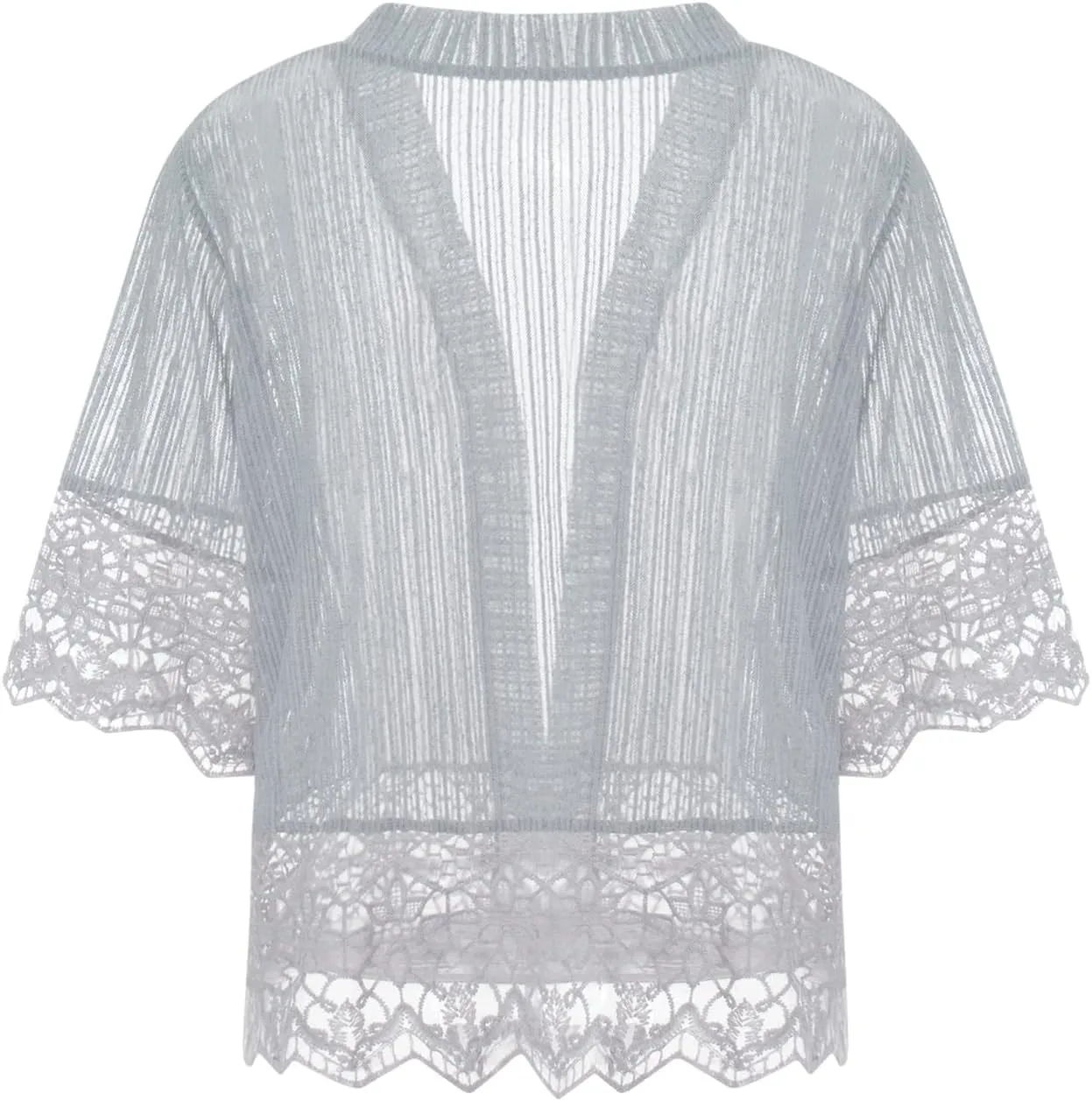 Lace Sheer Cardigan Short Sleeve Ruffle Open Front Tops for Women