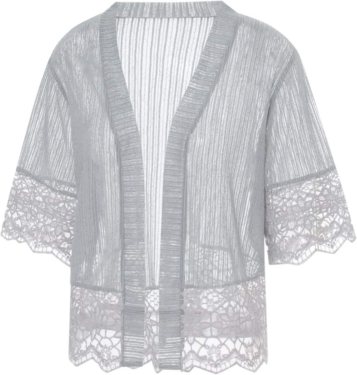 Lace Sheer Cardigan Short Sleeve Ruffle Open Front Tops for Women