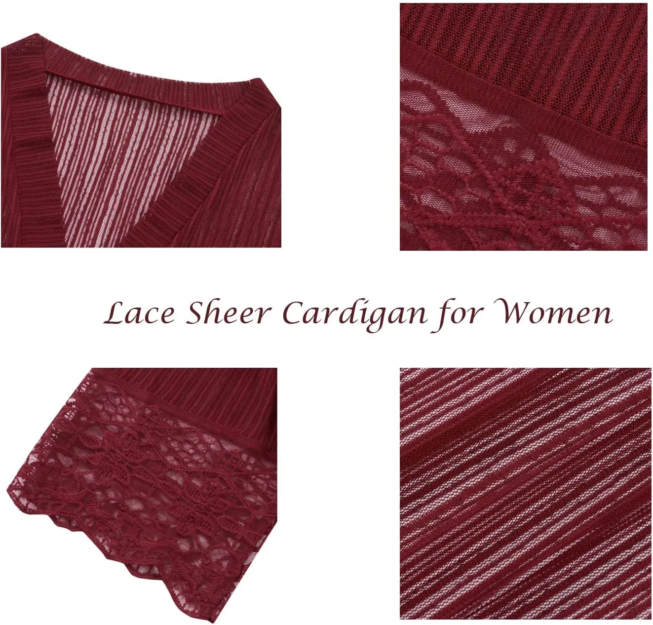 Lace Sheer Cardigan Short Sleeve Ruffle Open Front Tops for Women