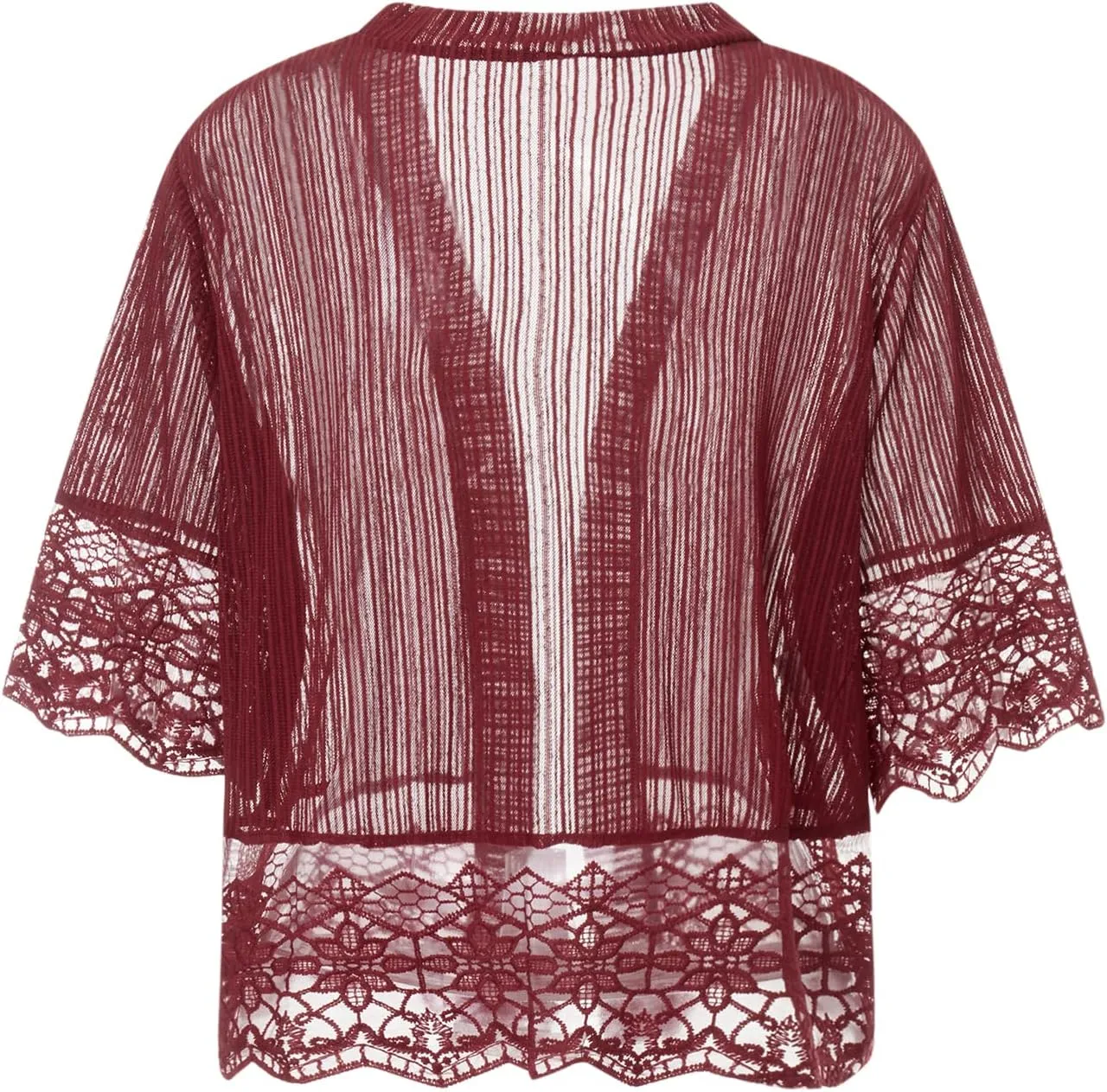Lace Sheer Cardigan Short Sleeve Ruffle Open Front Tops for Women