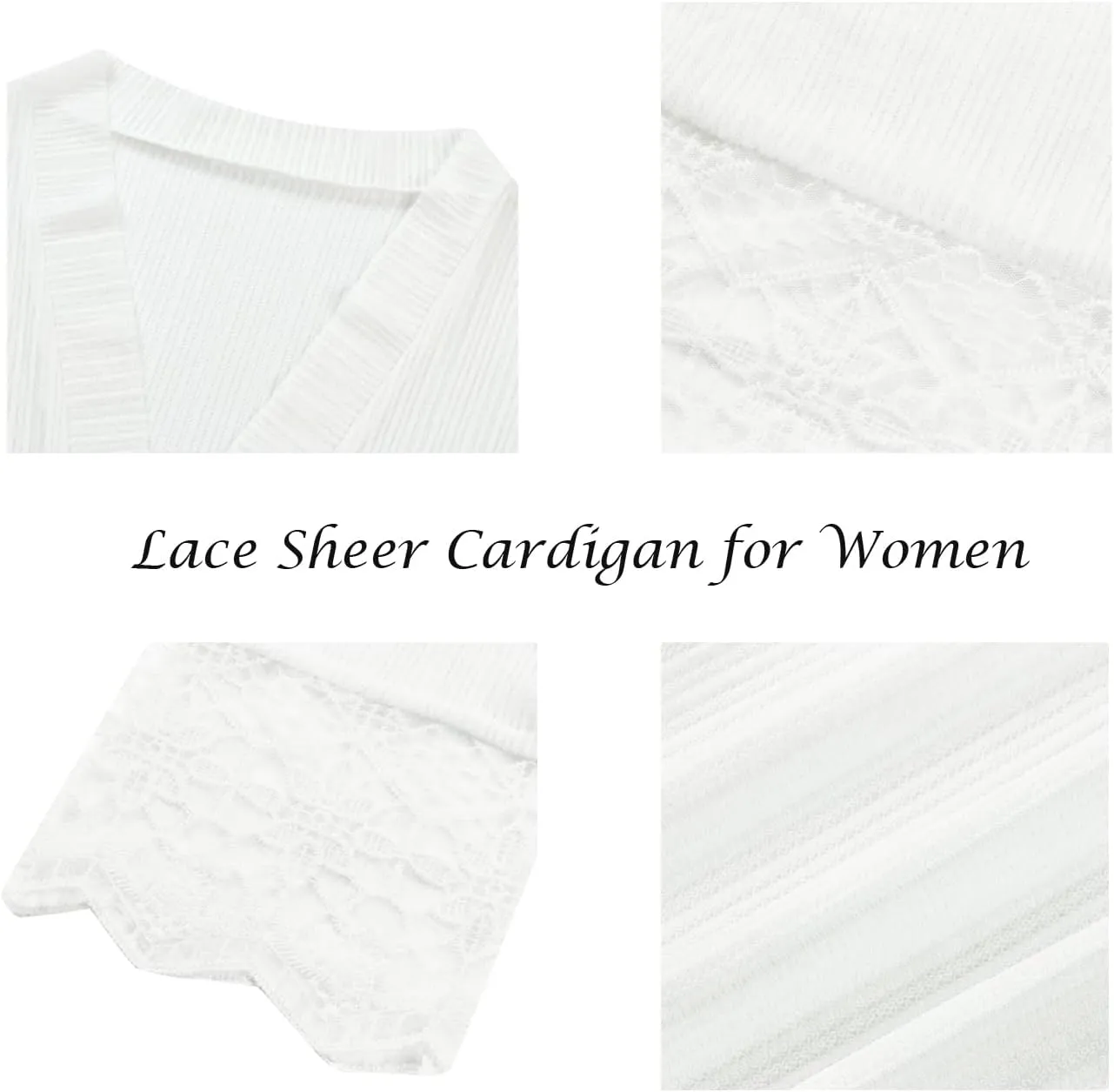 Lace Sheer Cardigan Short Sleeve Ruffle Open Front Tops for Women