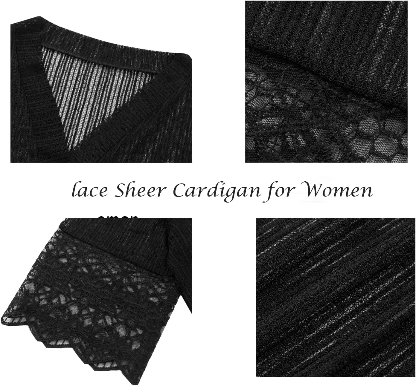 Lace Sheer Cardigan Short Sleeve Ruffle Open Front Tops for Women