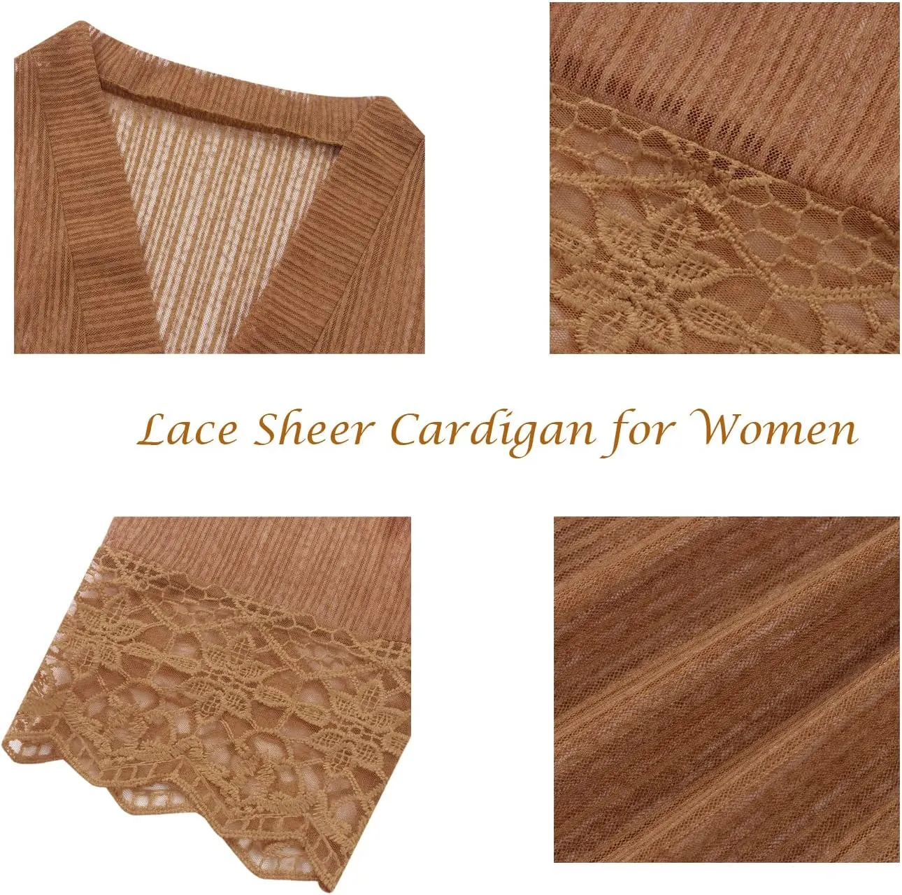 Lace Sheer Cardigan Short Sleeve Ruffle Open Front Tops for Women