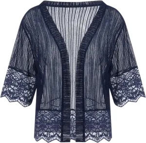 Lace Sheer Cardigan Short Sleeve Ruffle Open Front Tops for Women