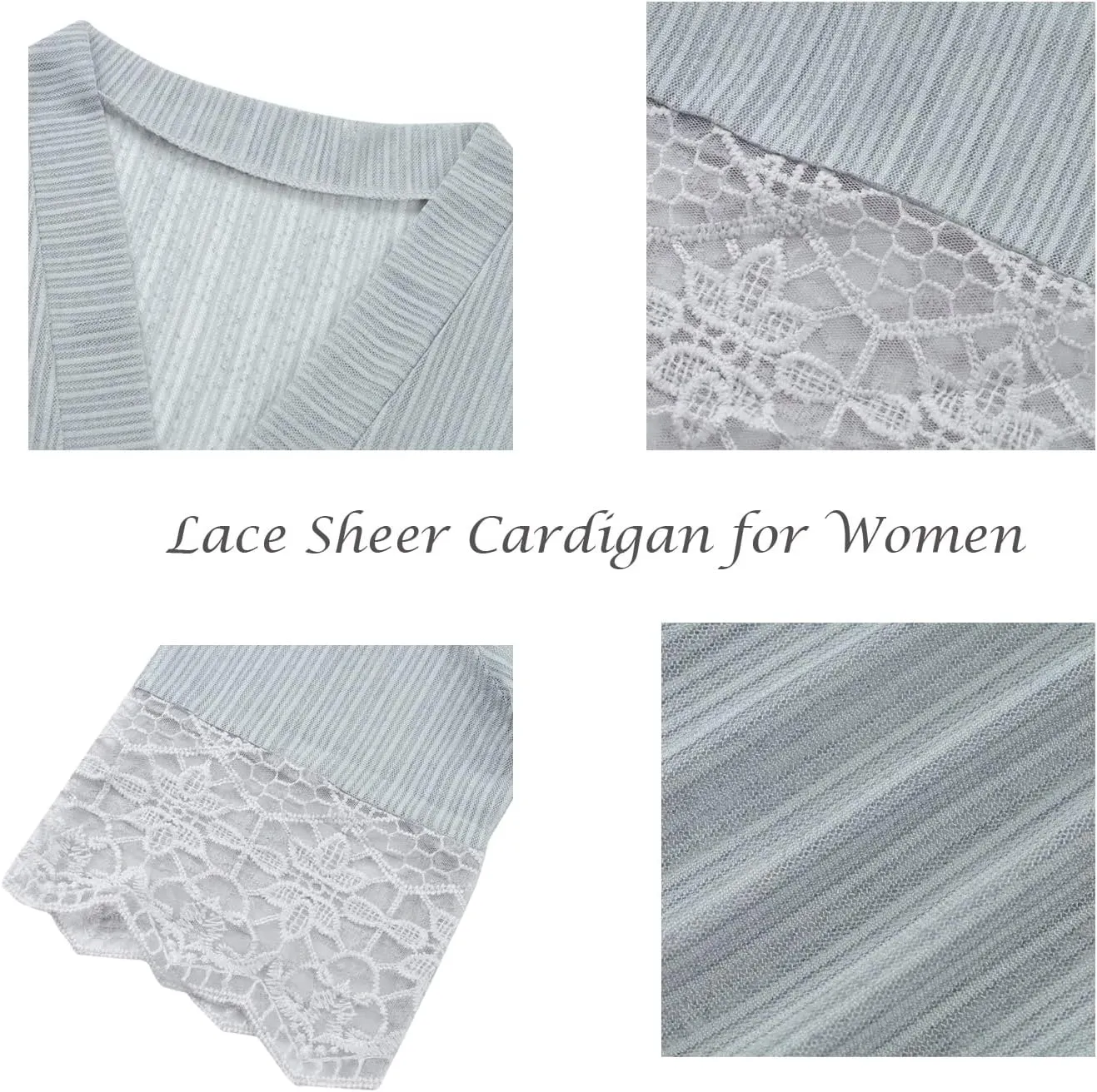 Lace Sheer Cardigan Short Sleeve Ruffle Open Front Tops for Women