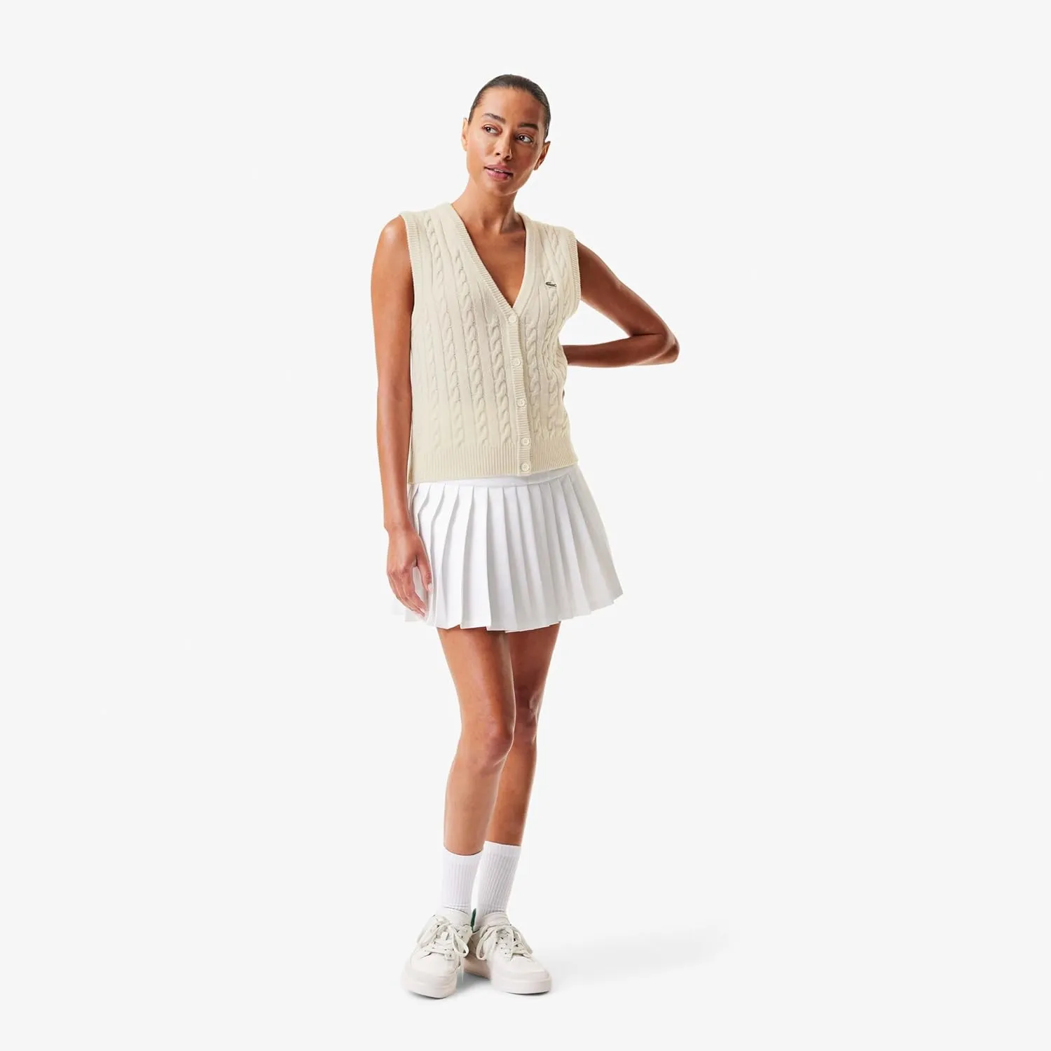 Lacoste x Bandier Women's Sleeveless Cashmere Cardigan