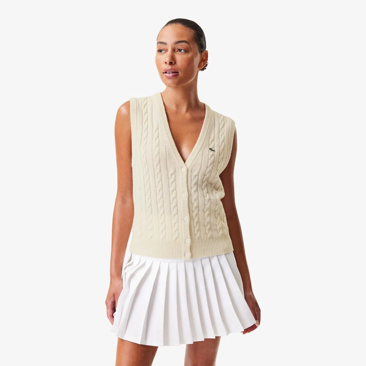 Lacoste x Bandier Women's Sleeveless Cashmere Cardigan