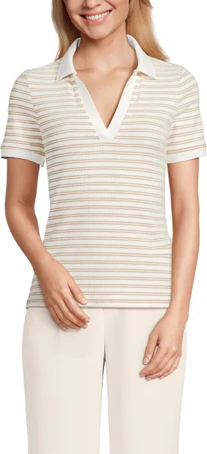 Lands' End Women's Short Sleeve Wide Rib Polo