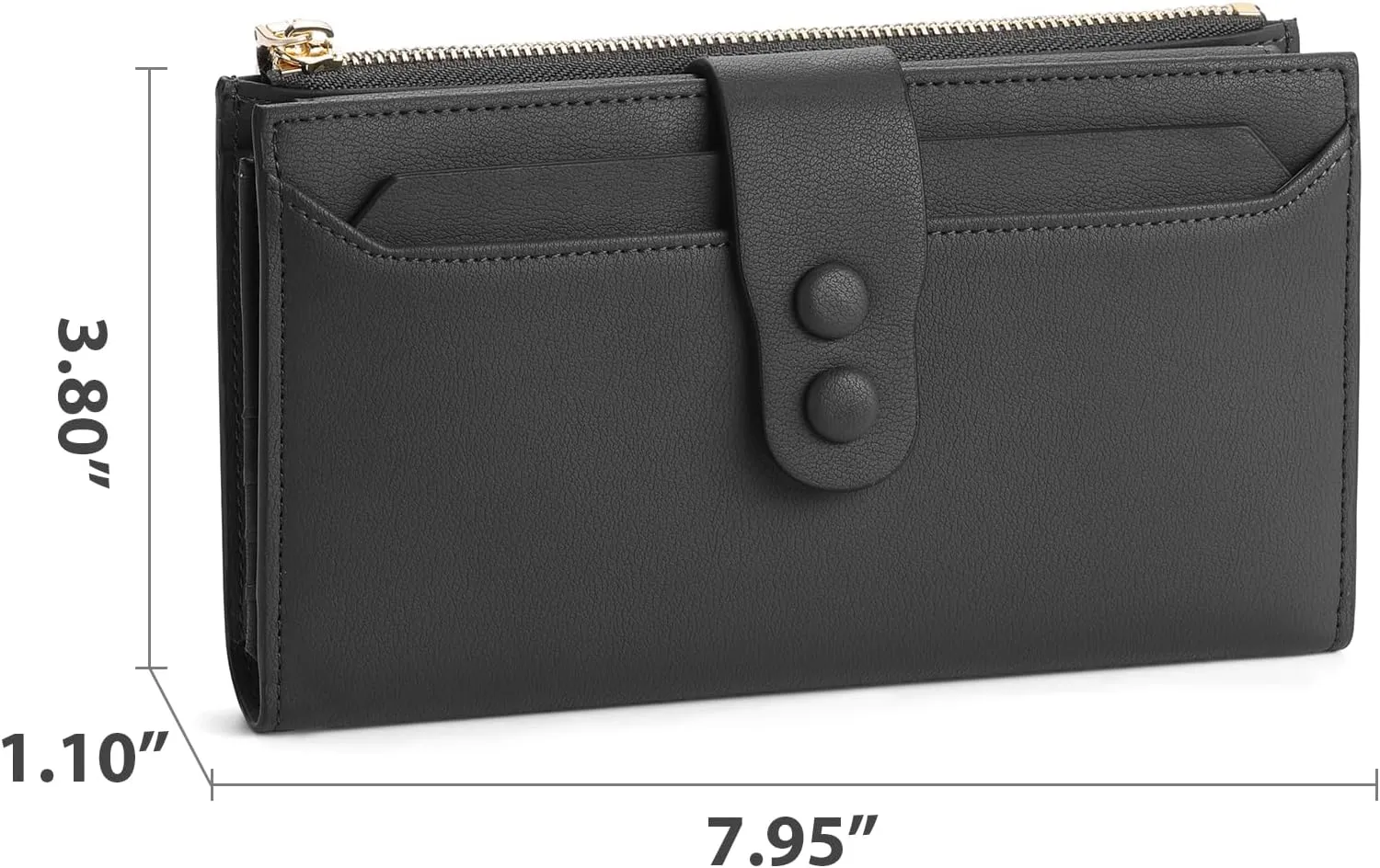 Large Genuine Leather Wallet for Women RFID Blocking Multi Card Organizer Wristlet Clutch (Dark Gray)