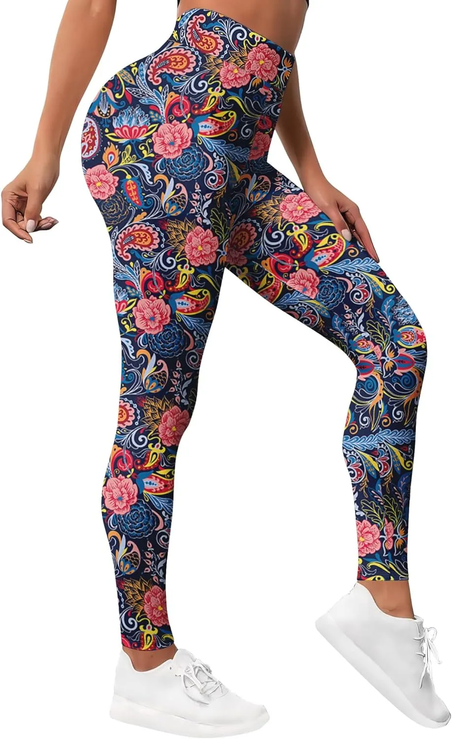 Leggings for Women Funny Printed Gym Womens Yoga Pants Floral Legging Flower Prints, Small