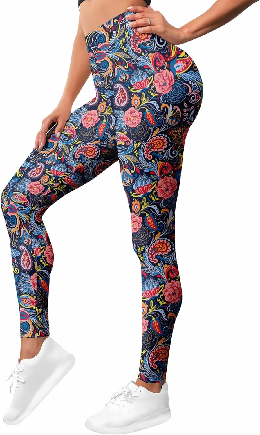 Leggings for Women Funny Printed Gym Womens Yoga Pants Floral Legging Flower Prints, Small