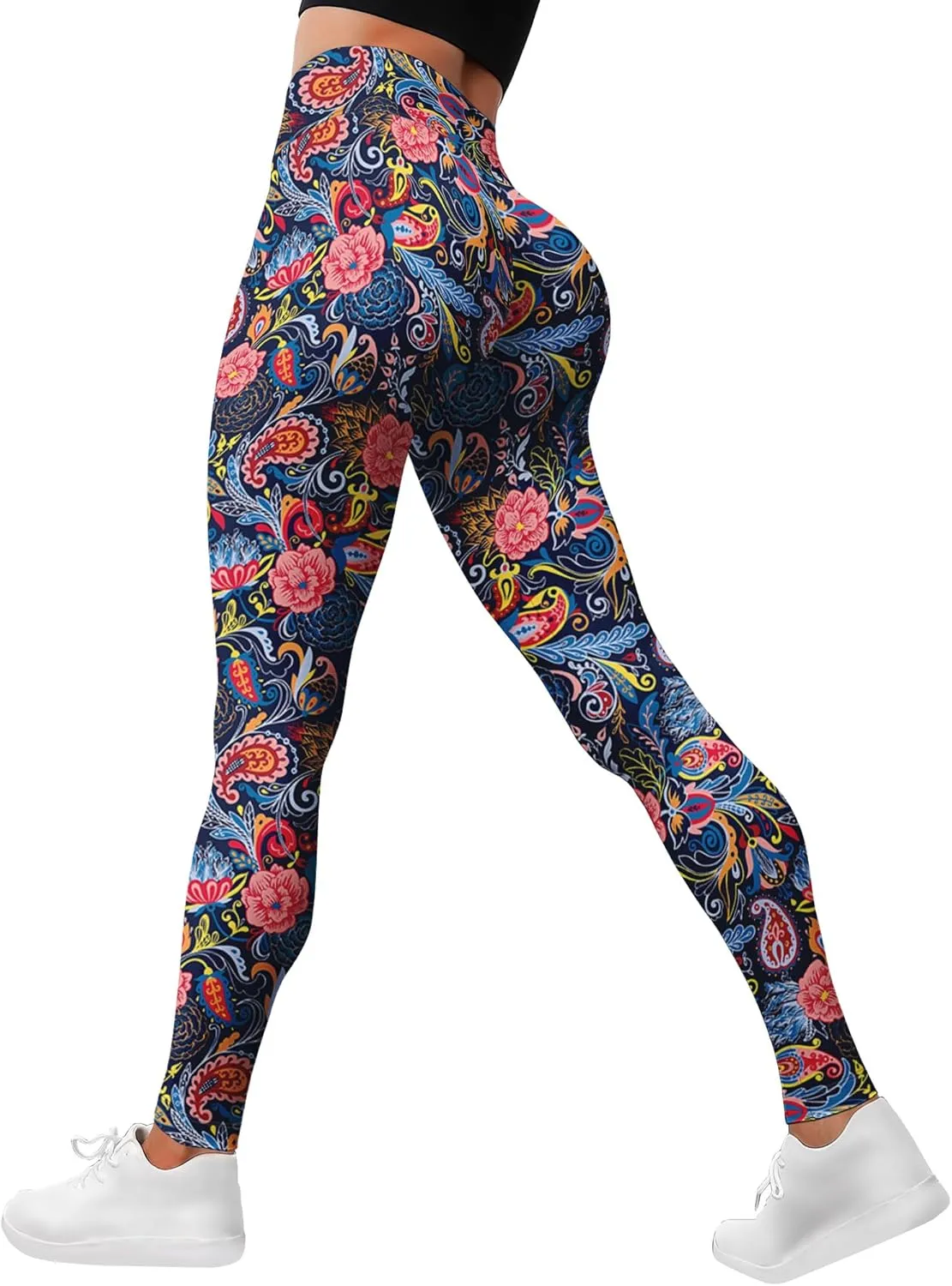 Leggings for Women Funny Printed Gym Womens Yoga Pants Floral Legging Flower Prints, Small