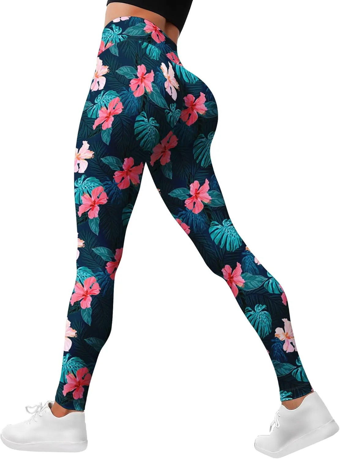 Leggings for Women Funny Printed Gym Womens Yoga Pants Floral Legging Tropical Athletic Pant