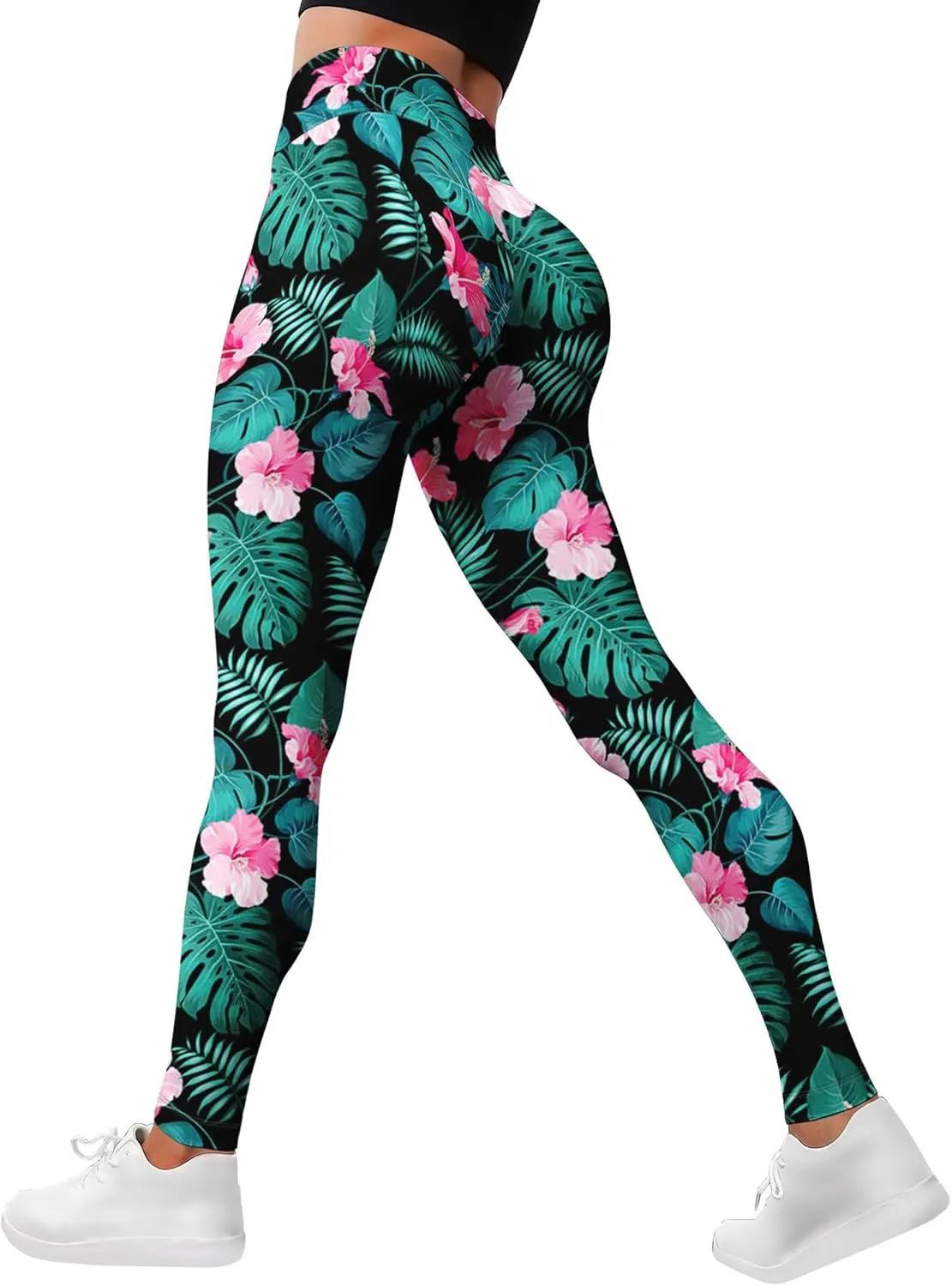 Leggings for Women Funny Printed Gym Womens Yoga Pants Floral Legging Tropical Athletic Pant